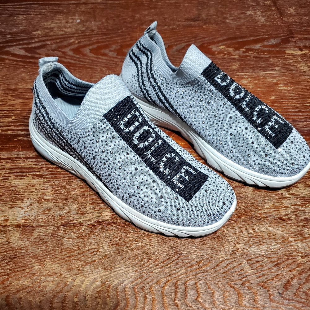 Women's Gray and Black Slip-On Sneakers